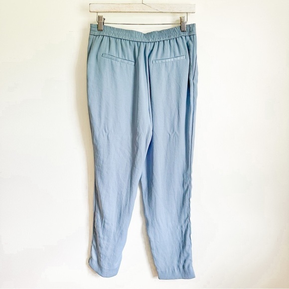 Zara Basic Slate Blue Flowy Elastic Waist Tie Front Trousers Pants sz Medium - Picture 7 of 9
